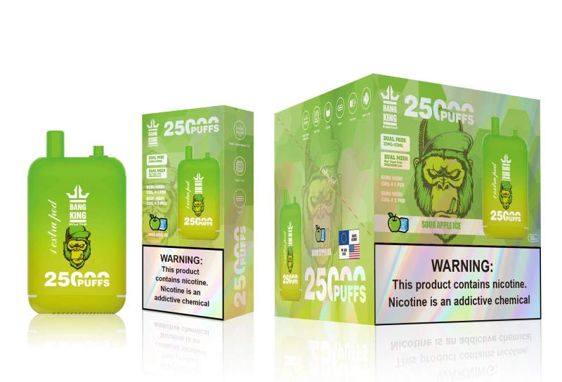 Puff 25k Bang King 25000 Puffs Vape Disposable E Cigarettes 0% 2% 3% 5% 23ml+23ml Dual Prefilled Pod Dual Mesh 650mah Rechargeable Battery Pen