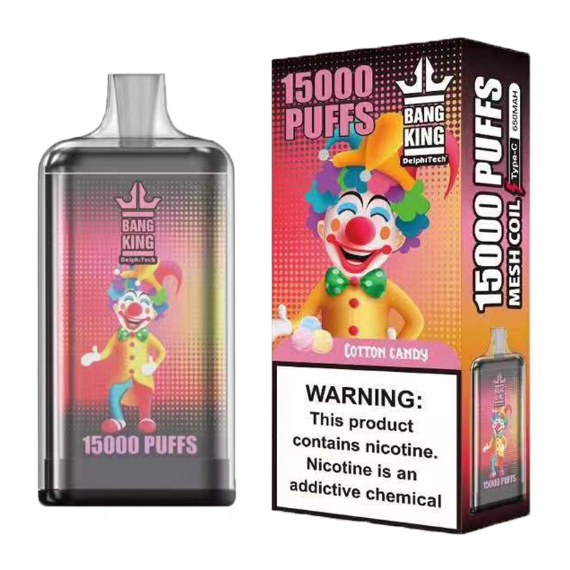 Bang King 15000 Puffs Disposable Vape E Cigarettes 0% 2% 3% 5% Puff 15k 25ml Prefilled Pod 1.0ohm Mesh Coil 650mah Rechargeable Battery Vaper Pen