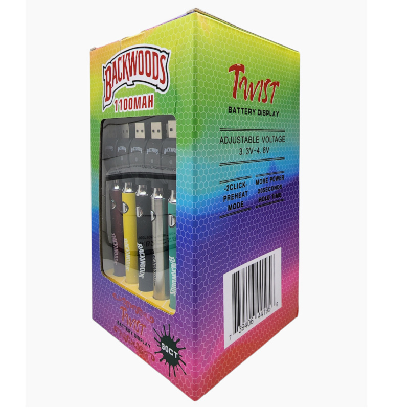Backwoods Twist Preheat Battery 1100 mAh 510 Thread Display Box Wholesale 30Pcs/Box