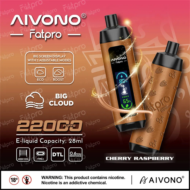 Aivono Fatpro 22000 Puffs LED Screen Puff 22k Disposable Vape E Cig Leather DTL Adjustable Airflow