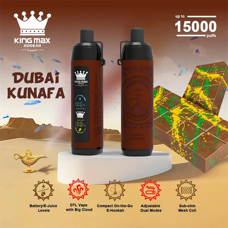 Breze Stiik BS Kingmax Hookah 15000 Puffs LED Digital Screen Leather Disposable Vape Puff 15k Pod Adjustable Airflow DTL Dual Mode