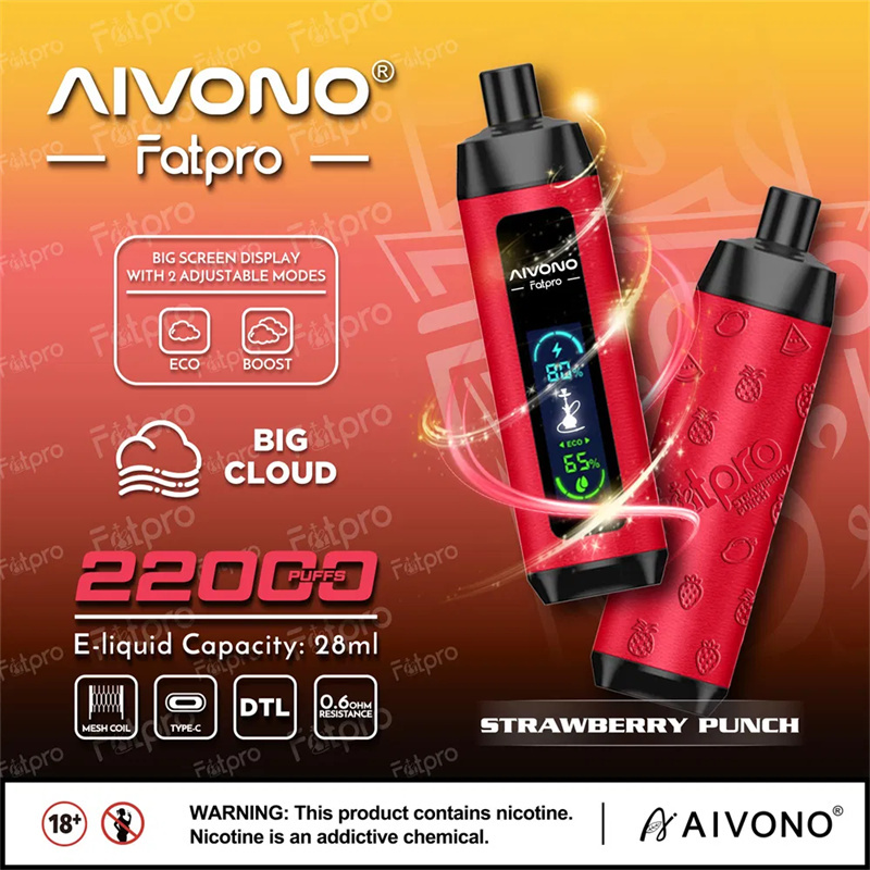 Aivono Fatpro 22000 Puffs LED Screen Puff 22k Disposable Vape E Cig Leather DTL Adjustable Airflow