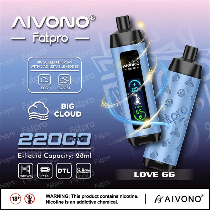 Aivono Fatpro 22000 Puffs LED Screen Puff 22k Disposable Vape E Cig Leather DTL Adjustable Airflow