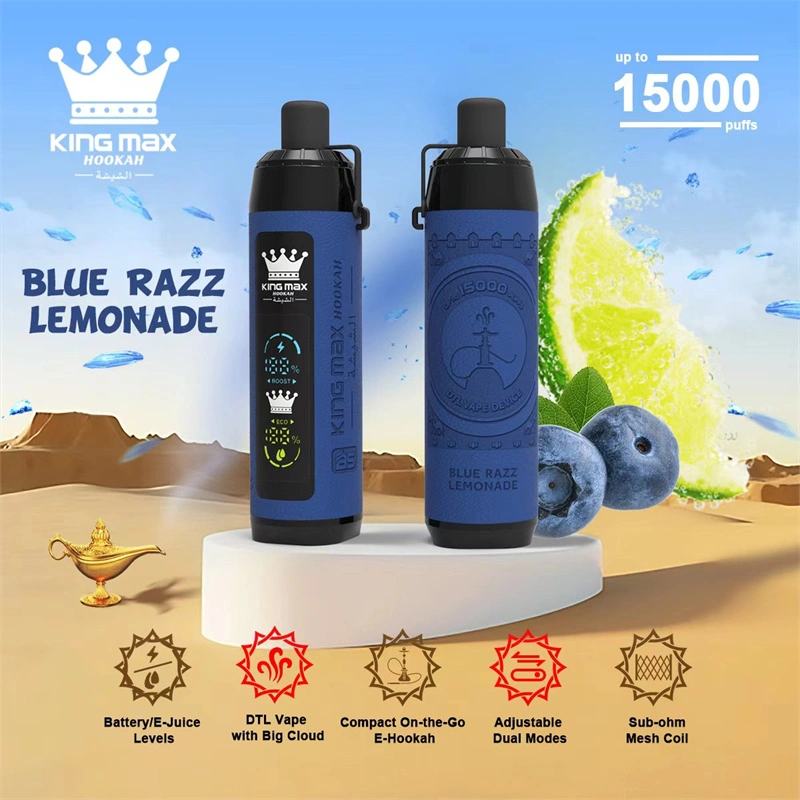 Breze Stiik BS Kingmax Hookah 15000 Puffs LED Digital Screen Leather Disposable Vape Puff 15k Pod Adjustable Airflow DTL Dual Mode