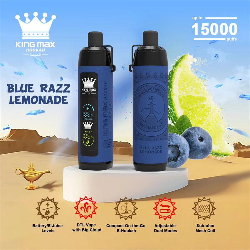 Breze Stiik BS Kingmax Hookah 15000 Puffs LED Digital Screen Leather Disposable Vape Puff 15k Pod Adjustable Airflow DTL Dual Mode