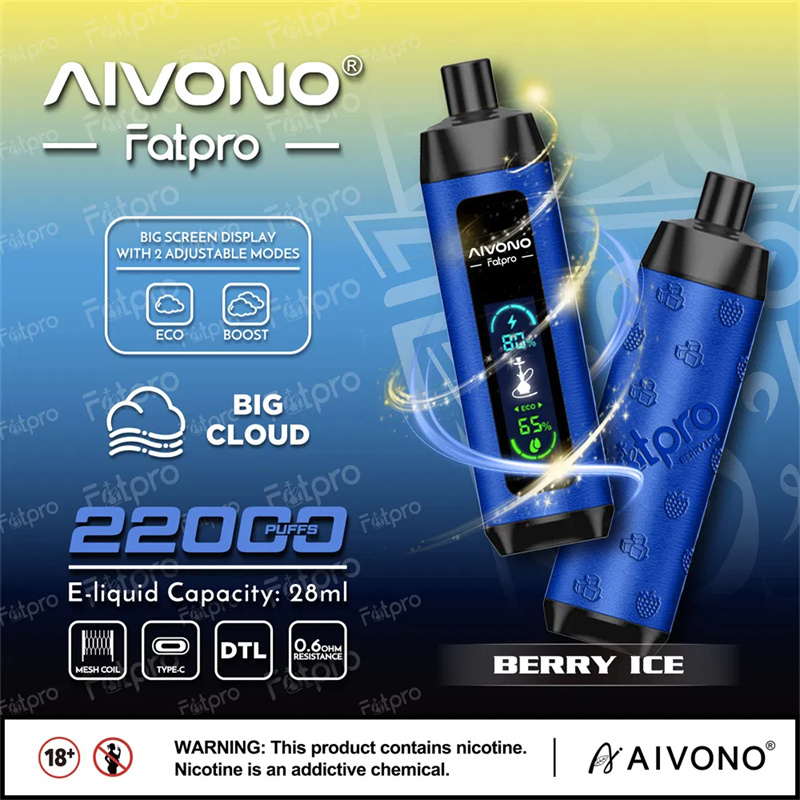 Aivono Fatpro 22000 Puffs LED Screen Puff 22k Disposable Vape E Cig Leather DTL Adjustable Airflow