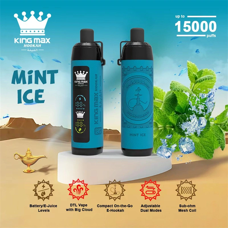 Breze Stiik BS Kingmax Hookah 15000 Puffs LED Digital Screen Leather Disposable Vape Puff 15k Pod Adjustable Airflow DTL Dual Mode