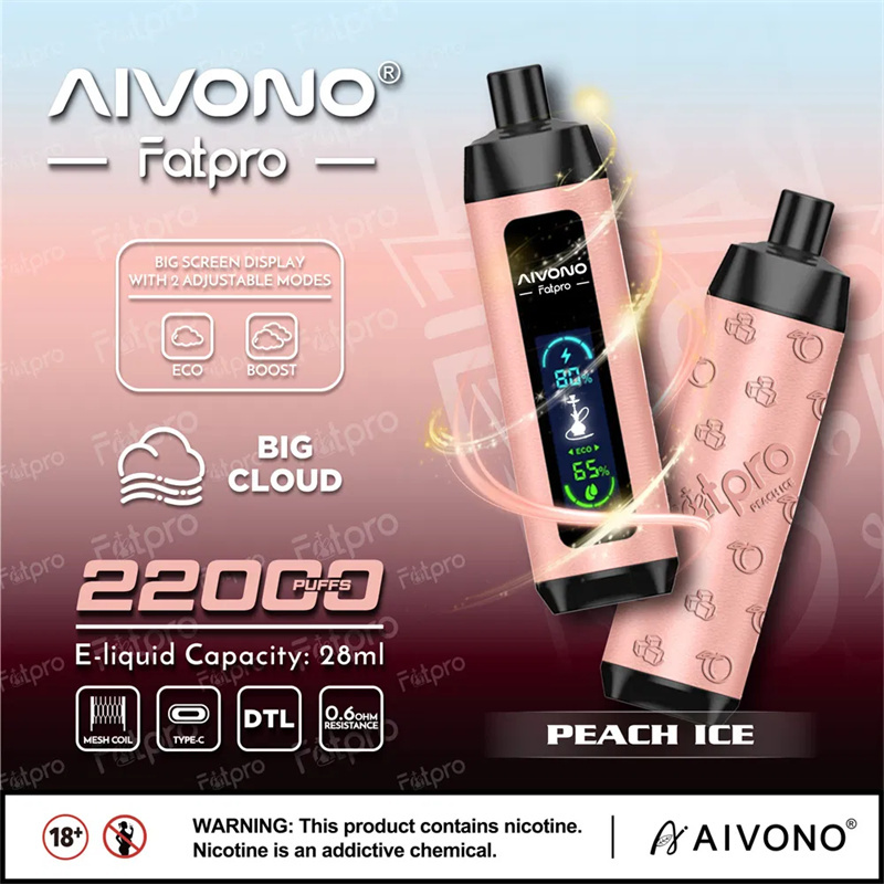 Aivono Fatpro 22000 Puffs LED Screen Puff 22k Disposable Vape E Cig Leather DTL Adjustable Airflow