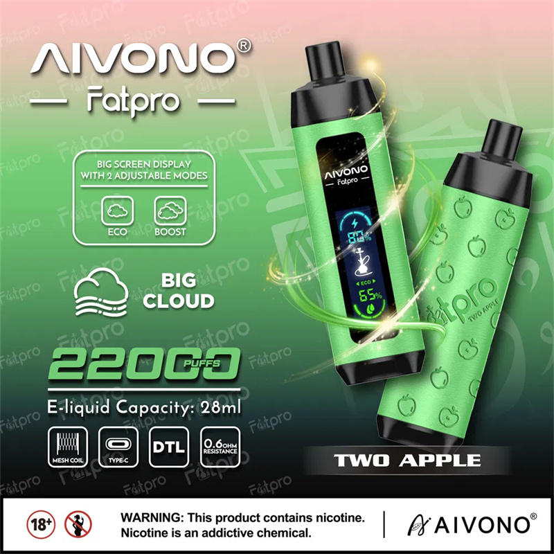 Aivono Fatpro 22000 Puffs LED Screen Puff 22k Disposable Vape E Cig Leather DTL Adjustable Airflow