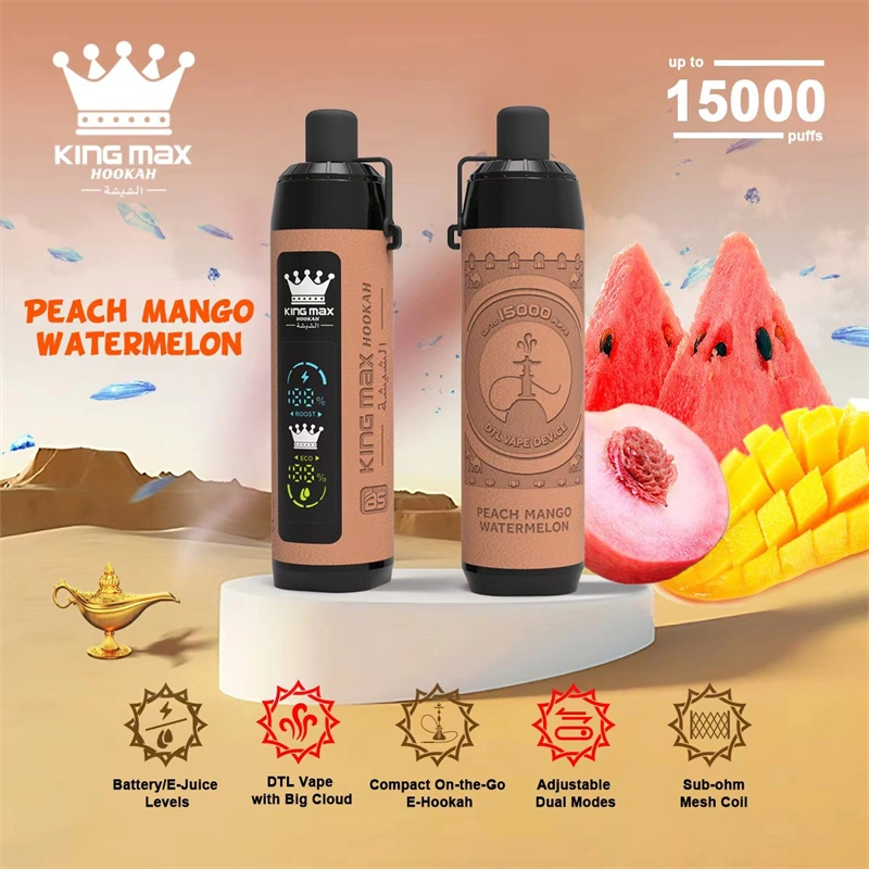 Breze Stiik BS Kingmax Hookah 15000 Puffs LED Digital Screen Leather Disposable Vape Puff 15k Pod Adjustable Airflow DTL Dual Mode