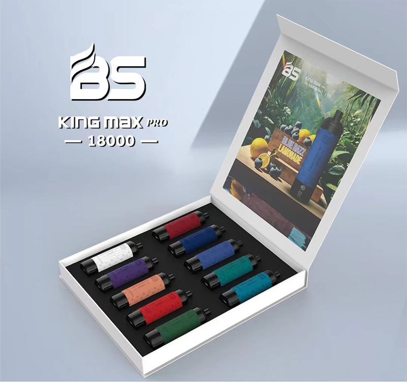 Breze Stiik BS Kingmax Pro 18000 Puffs LED Screen Display Box Disposable Vape Puff 18k Pod Adjustable Airflow DTL Leather 1Box /10pc