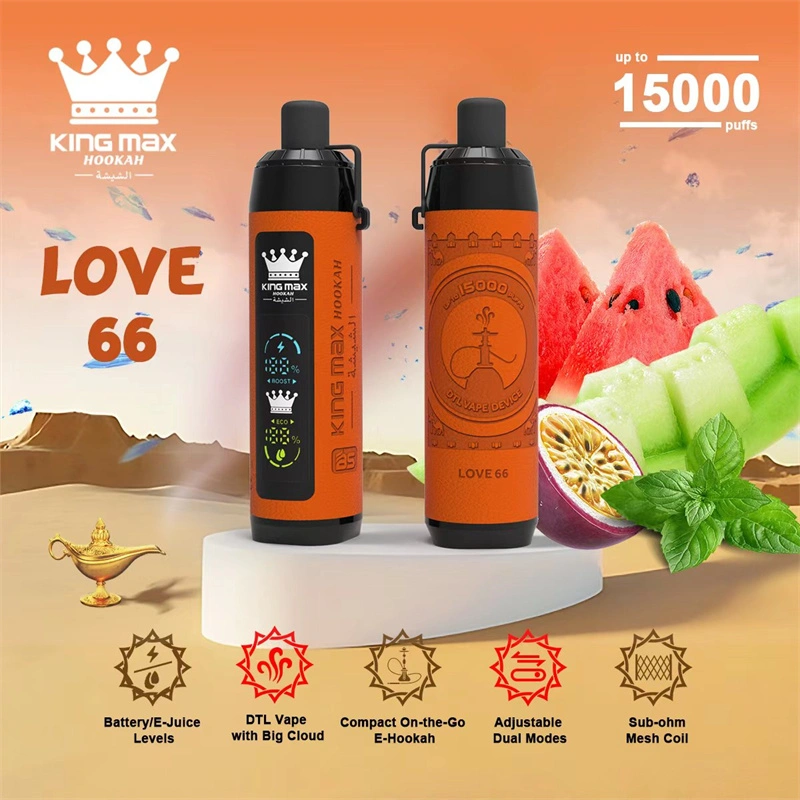 Breze Stiik BS Kingmax Hookah 15000 Puffs LED Digital Screen Leather Disposable Vape Puff 15k Pod Adjustable Airflow DTL Dual Mode