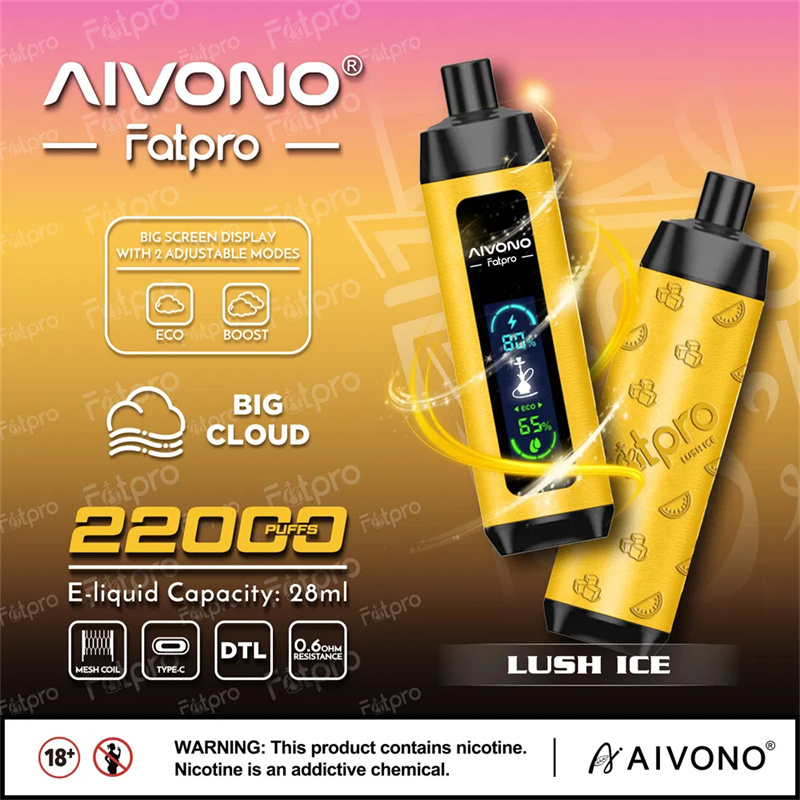 Aivono Fatpro 22000 Puffs LED Screen Puff 22k Disposable Vape E Cig Leather DTL Adjustable Airflow