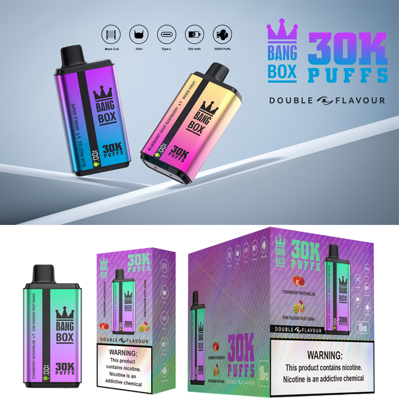 Puff 30k Bang Box 30000 Puffs Dual Flavors Smart Screen Wholesale Disposable Vape Electronic Cigarette Prefilled Pod