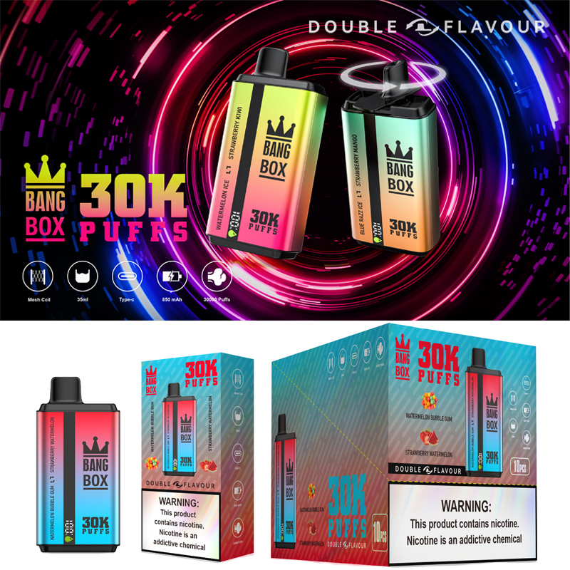 Puff 30k Bang Box 30000 Puffs Dual Flavors Smart Screen Wholesale Disposable Vape Electronic Cigarette Prefilled Pod