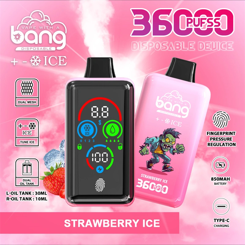 Bang 36000 Puffs Smart Full Screen Turn Ice Wholesale Disposable Vape Puff 36k Prefilled Pod