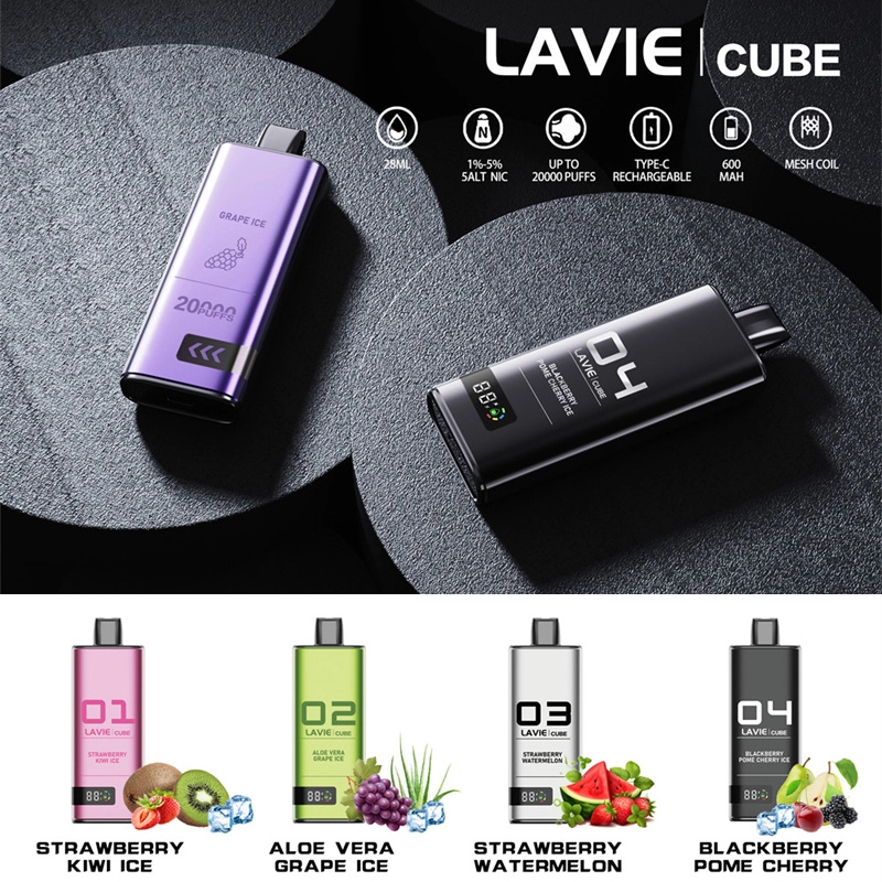 Puff 20k Lavie Cube 20000 Puffs Smart Screen Wholesale Disposable Vape Prefilled Pod