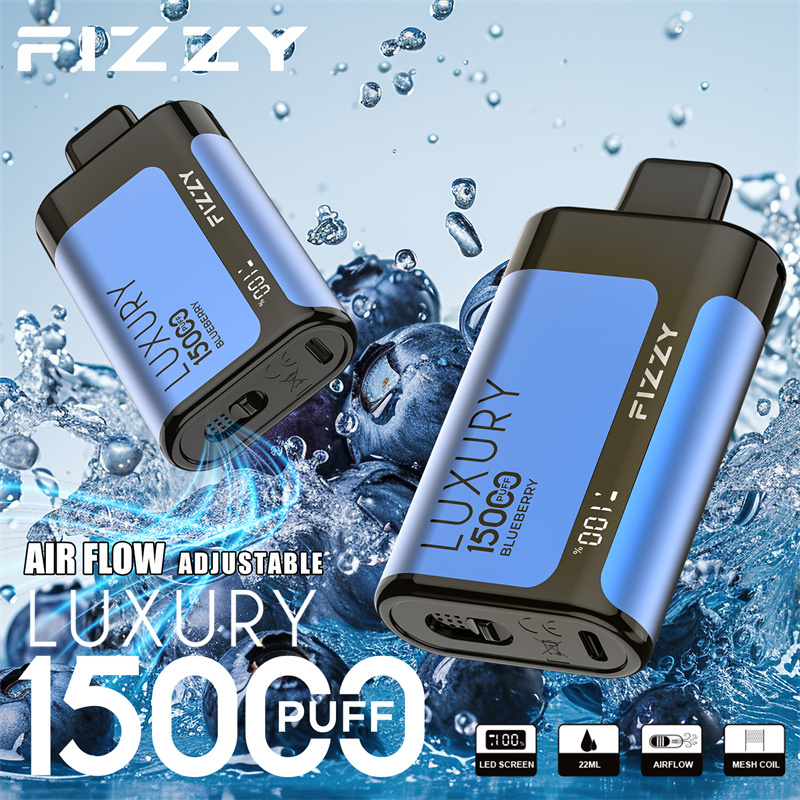 Fizzy Luxury 15000 Puffs LED Screen EU Warehouse Wholesale Disposable Vape Puff 15k E Cigarettes Airflow Adjustable