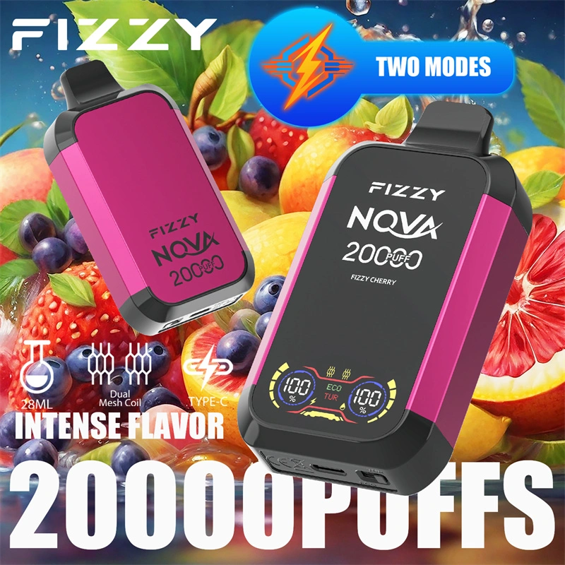 Fizzy Nova 20000 Puffs LCD Screen EU Warehouse Wholesale Disposable Vape Puff 20k E Cigarettes Double Mode Dual Mesh Coil