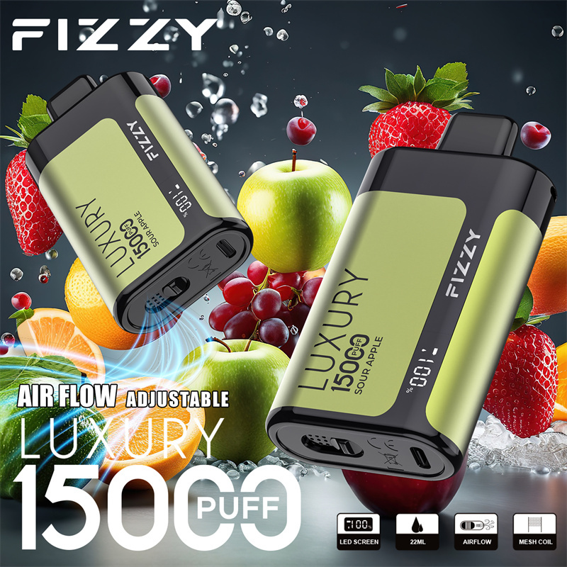 Fizzy Luxury 15000 Puffs LED Screen EU Warehouse Wholesale Disposable Vape Puff 15k E Cigarettes Airflow Adjustable