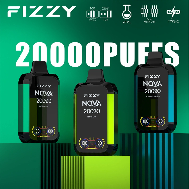 Fizzy Nova 20000 Puffs LCD Screen EU Warehouse Wholesale Disposable Vape Puff 20k E Cigarettes Double Mode Dual Mesh Coil
