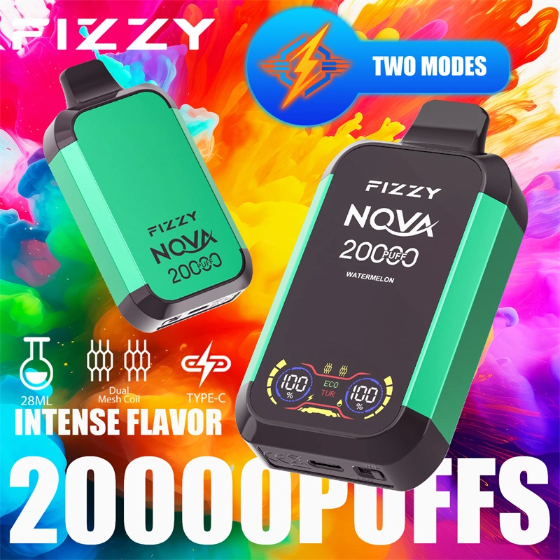 Fizzy Nova 20000 Puffs LCD Screen EU Warehouse Wholesale Disposable Vape Puff 20k E Cigarettes Double Mode Dual Mesh Coil