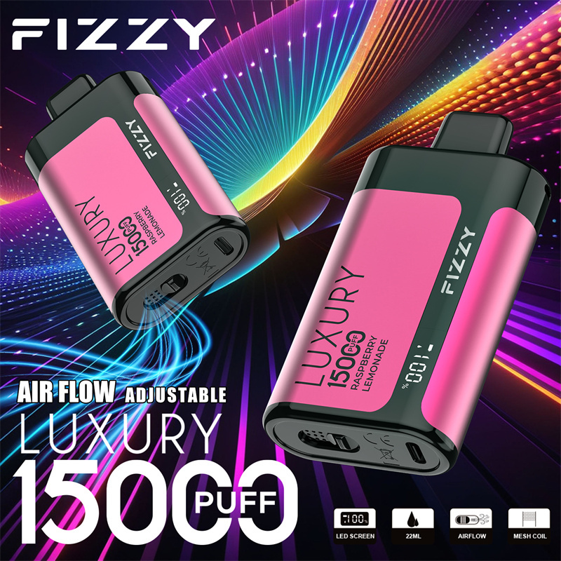 Fizzy Luxury 15000 Puffs LED Screen EU Warehouse Wholesale Disposable Vape Puff 15k E Cigarettes Airflow Adjustable