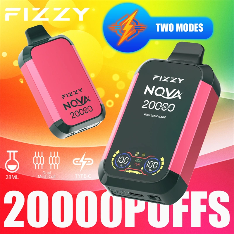 Fizzy Nova 20000 Puffs LCD Screen EU Warehouse Wholesale Disposable Vape Puff 20k E Cigarettes Double Mode Dual Mesh Coil