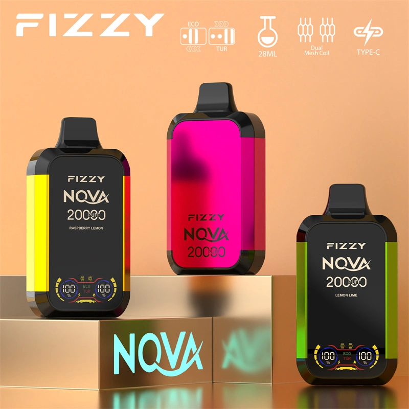 Fizzy Nova 20000 Puffs LCD Screen EU Warehouse Wholesale Disposable Vape Puff 20k E Cigarettes Double Mode Dual Mesh Coil
