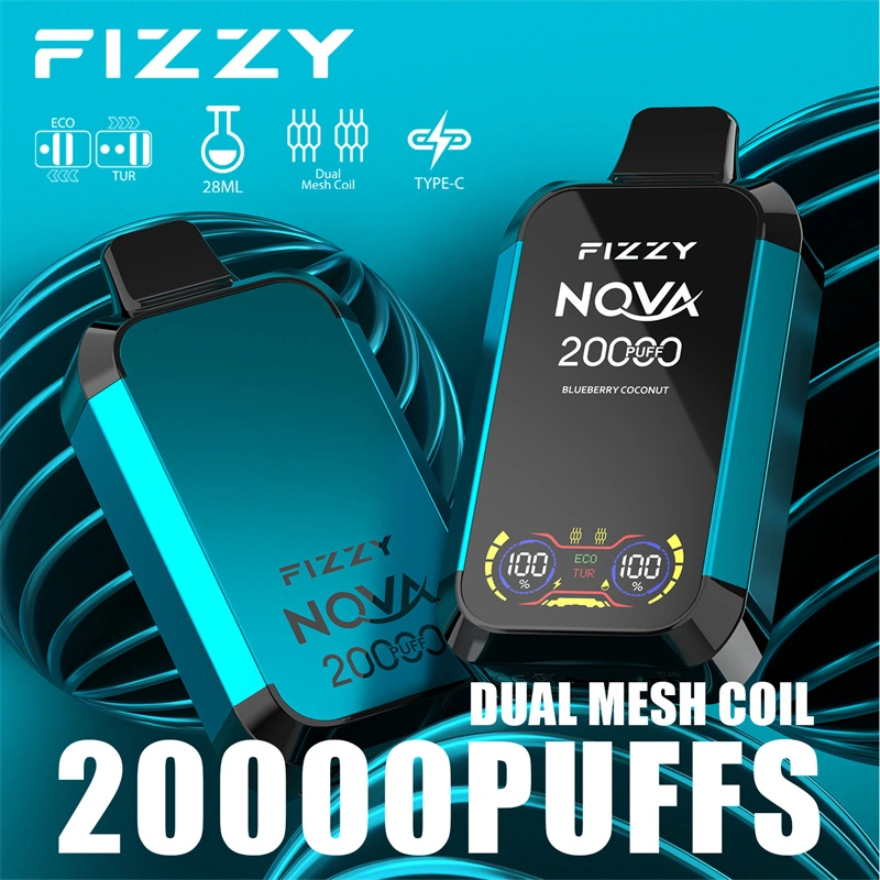 Fizzy Nova 20000 Puffs LCD Screen EU Warehouse Wholesale Disposable Vape Puff 20k E Cigarettes Double Mode Dual Mesh Coil