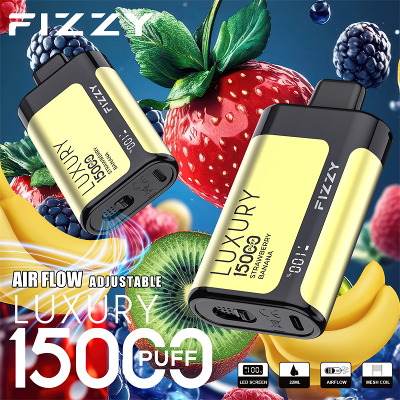 Fizzy Luxury 15000 Puffs LED Screen EU Warehouse Wholesale Disposable Vape Puff 15k E Cigarettes Airflow Adjustable