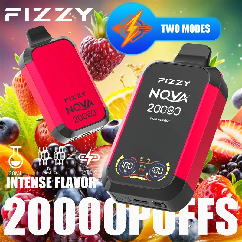Fizzy Nova 20000 Puffs LCD Screen EU Warehouse Wholesale Disposable Vape Puff 20k E Cigarettes Double Mode Dual Mesh Coil