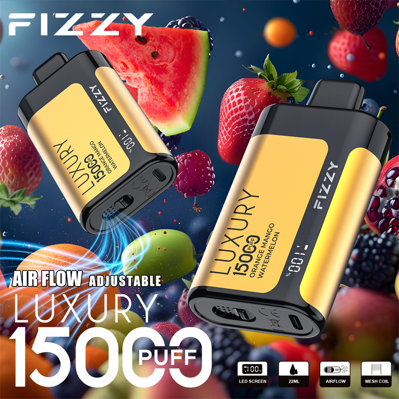 Fizzy Luxury 15000 Puffs LED Screen EU Warehouse Wholesale Disposable Vape Puff 15k E Cigarettes Airflow Adjustable