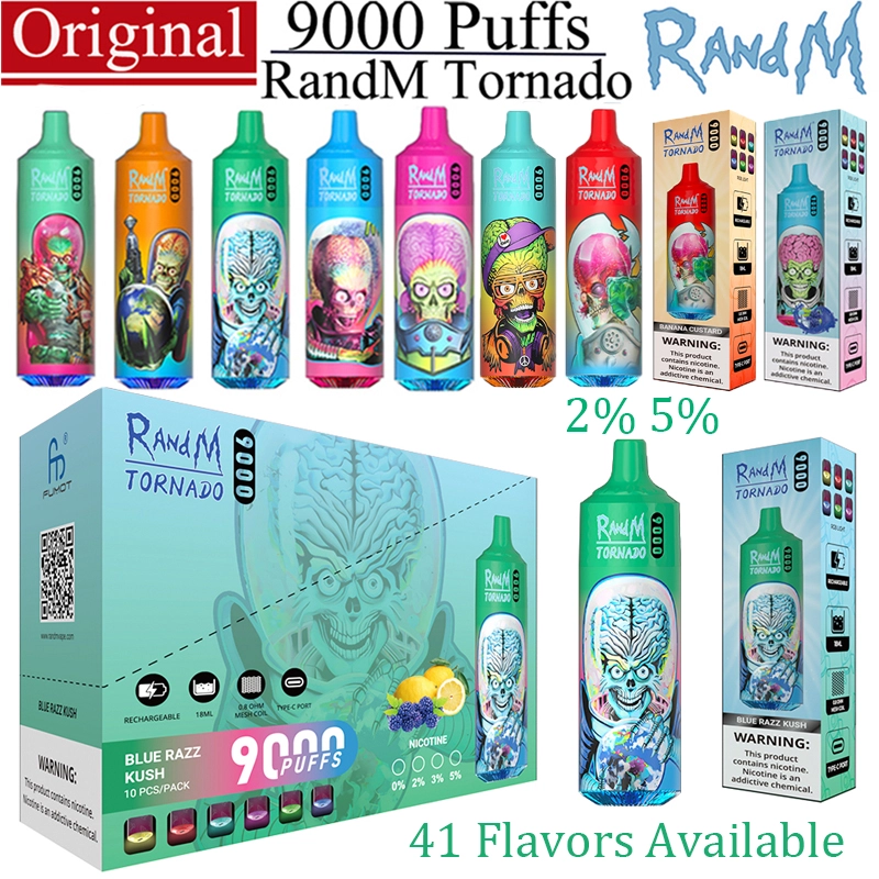RandM Tornado 9000 Puffs Wholesale Disposable Vape E Cigarettes Fumot Puff 9K Vaper Pre-filled Pod