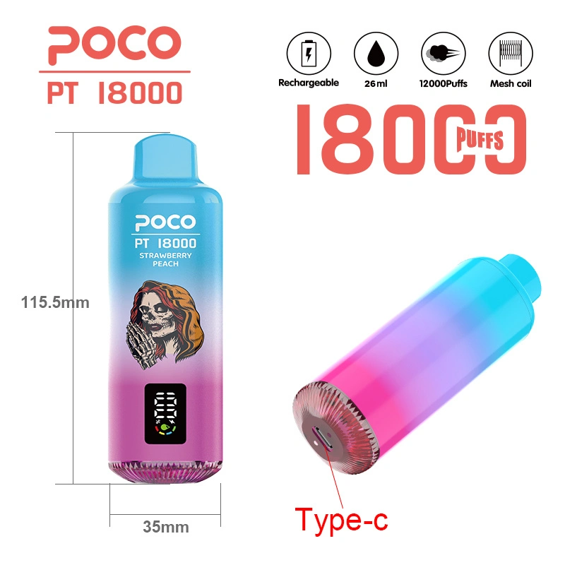 Poco PT 18000 Puffs Digital Screen Wholesale Disposable Vape EU Warehouse Pod Puff 18k Minimum Order 50pcs