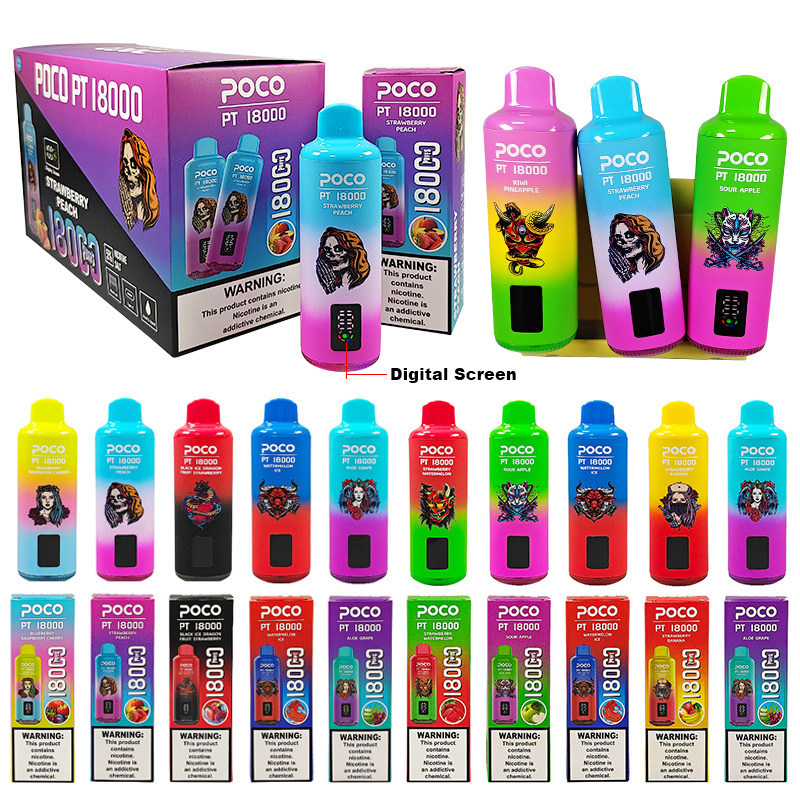 Poco PT 18000 Puffs Digital Screen Wholesale Disposable Vape EU Warehouse Pod Puff 18k Minimum Order 50pcs