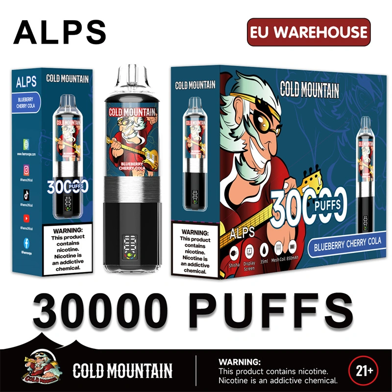 Cold Mountain 30000 Puffs Alps Smart Screen Display Puff 30k Wholesale Disposable Vape EU Warehouse Electronic Cigarette DTL Shisha Flavors