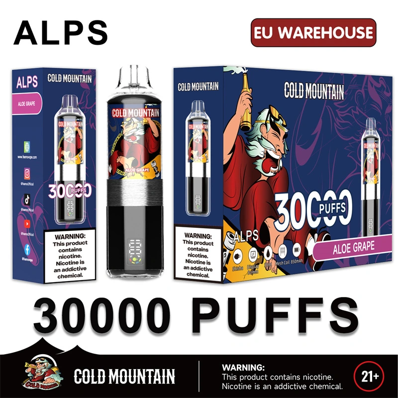 Cold Mountain 30000 Puffs Alps Smart Screen Display Puff 30k Wholesale Disposable Vape EU Warehouse Electronic Cigarette DTL Shisha Flavors