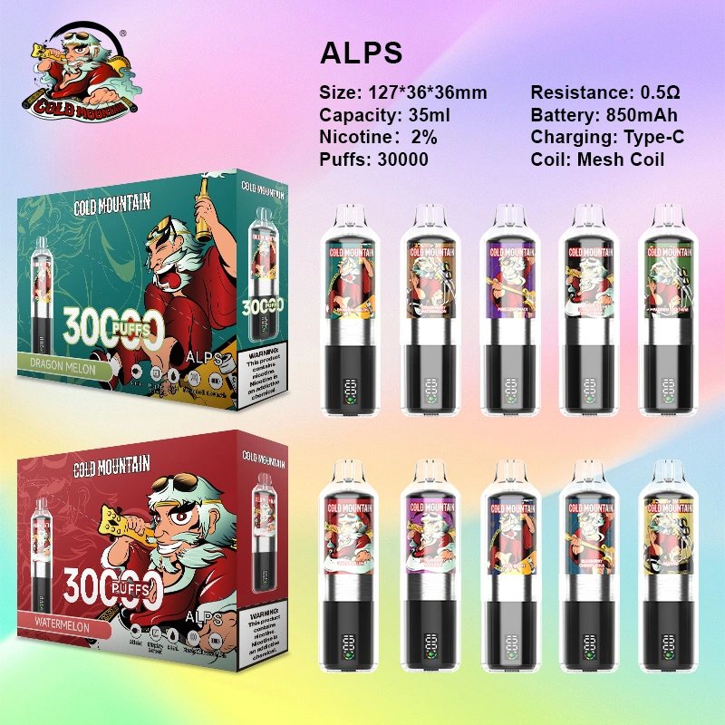 Cold Mountain 30000 Puffs Alps Smart Screen Display Puff 30k Wholesale Disposable Vape EU Warehouse Electronic Cigarette DTL Shisha Flavors