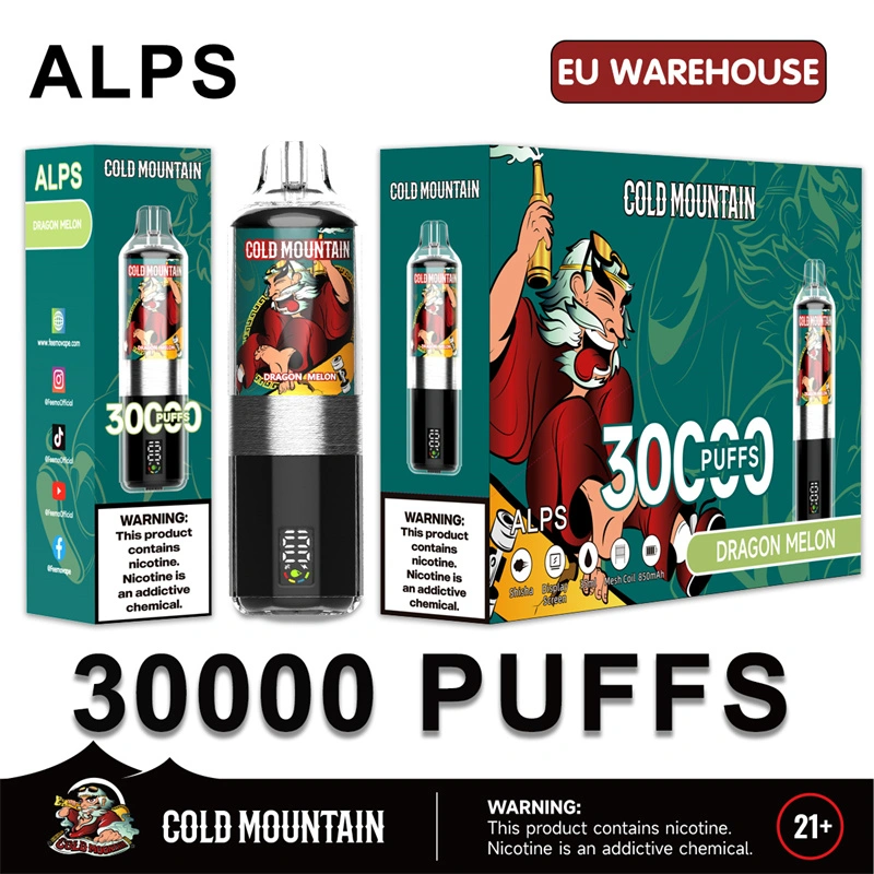 Cold Mountain 30000 Puffs Alps Smart Screen Display Puff 30k Wholesale Disposable Vape EU Warehouse Electronic Cigarette DTL Shisha Flavors