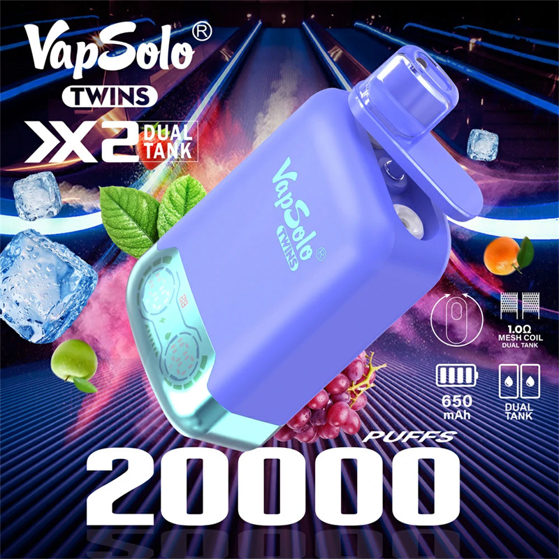 Vapsolo Twins 20000 Puffs Dual Flavors Smart Screen Wholesale Disposable Vape Puff 20k Electronic Cigarette Dual Tank