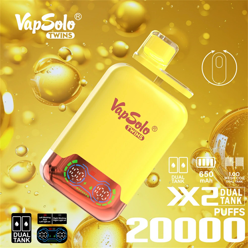 Vapsolo Twins 20000 Puffs Dual Flavors Smart Screen Wholesale Disposable Vape Puff 20k Electronic Cigarette Dual Tank