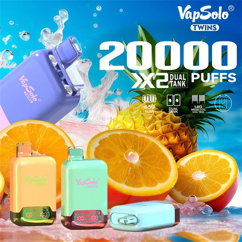 Vapsolo Twins 20000 Puffs Dual Flavors Smart Screen Wholesale Disposable Vape Puff 20k Electronic Cigarette Dual Tank