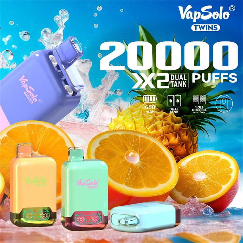 Vapsolo Twins 20000 Puffs Dual Flavors Smart Screen Wholesale Disposable Vape Puff 20k Electronic Cigarette Dual Tank