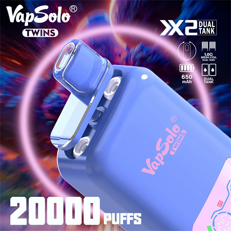 Vapsolo Twins 20000 Puffs Dual Flavors Smart Screen Wholesale Disposable Vape Puff 20k Electronic Cigarette Dual Tank