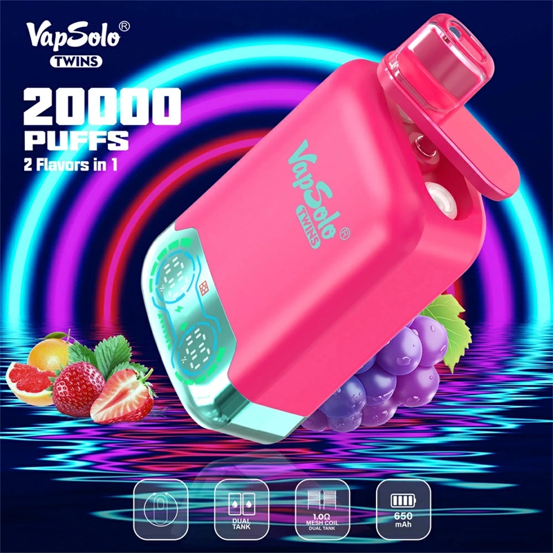 Vapsolo Twins 20000 Puffs Dual Flavors Smart Screen Wholesale Disposable Vape Puff 20k Electronic Cigarette Dual Tank
