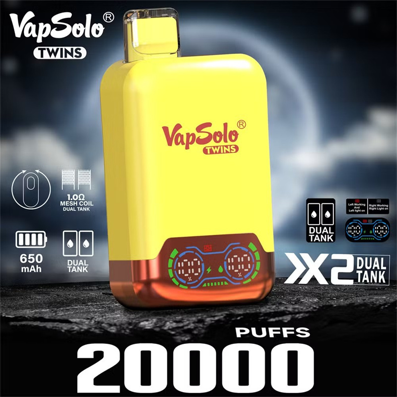 Vapsolo Twins 20000 Puffs Dual Flavors Smart Screen Wholesale Disposable Vape Puff 20k Electronic Cigarette Dual Tank