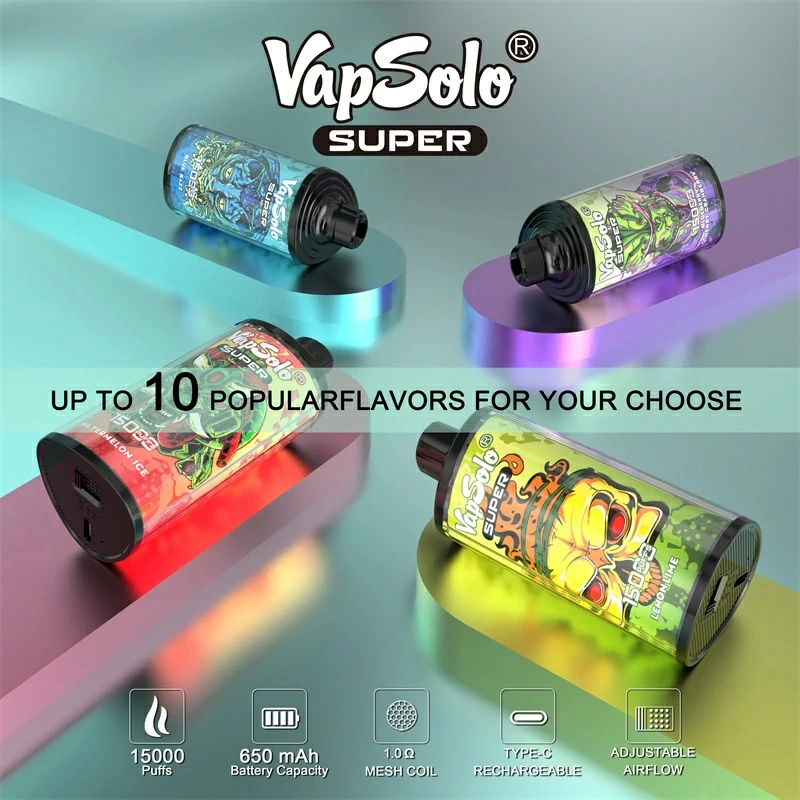Vapsolo Super 15000 Puffs Wholesale Disposable Vape Puff 15k Electronic Cigarette Adjustable Airflow