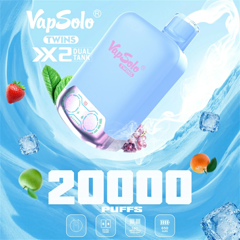 Vapsolo Twins 20000 Puffs Dual Flavors Smart Screen Wholesale Disposable Vape Puff 20k Electronic Cigarette Dual Tank