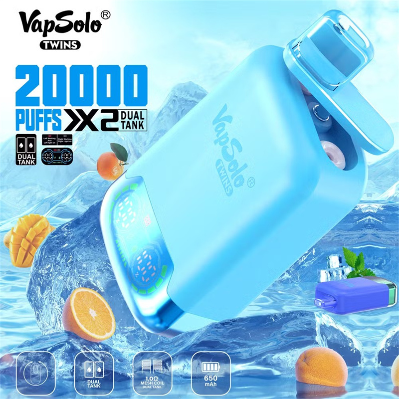 Vapsolo Twins 20000 Puffs Dual Flavors Smart Screen Wholesale Disposable Vape Puff 20k Electronic Cigarette Dual Tank